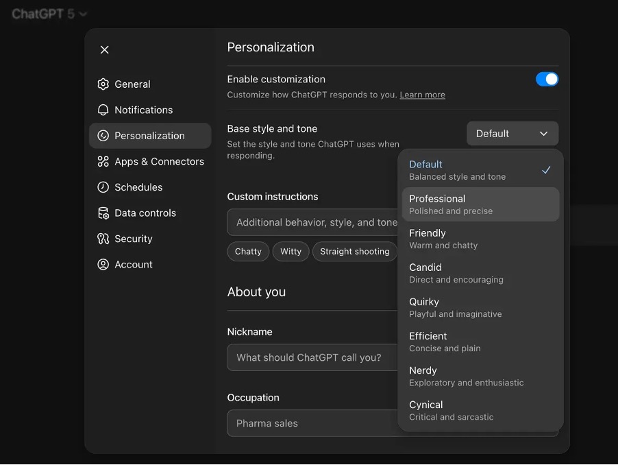 ChatGPT Gets Personality